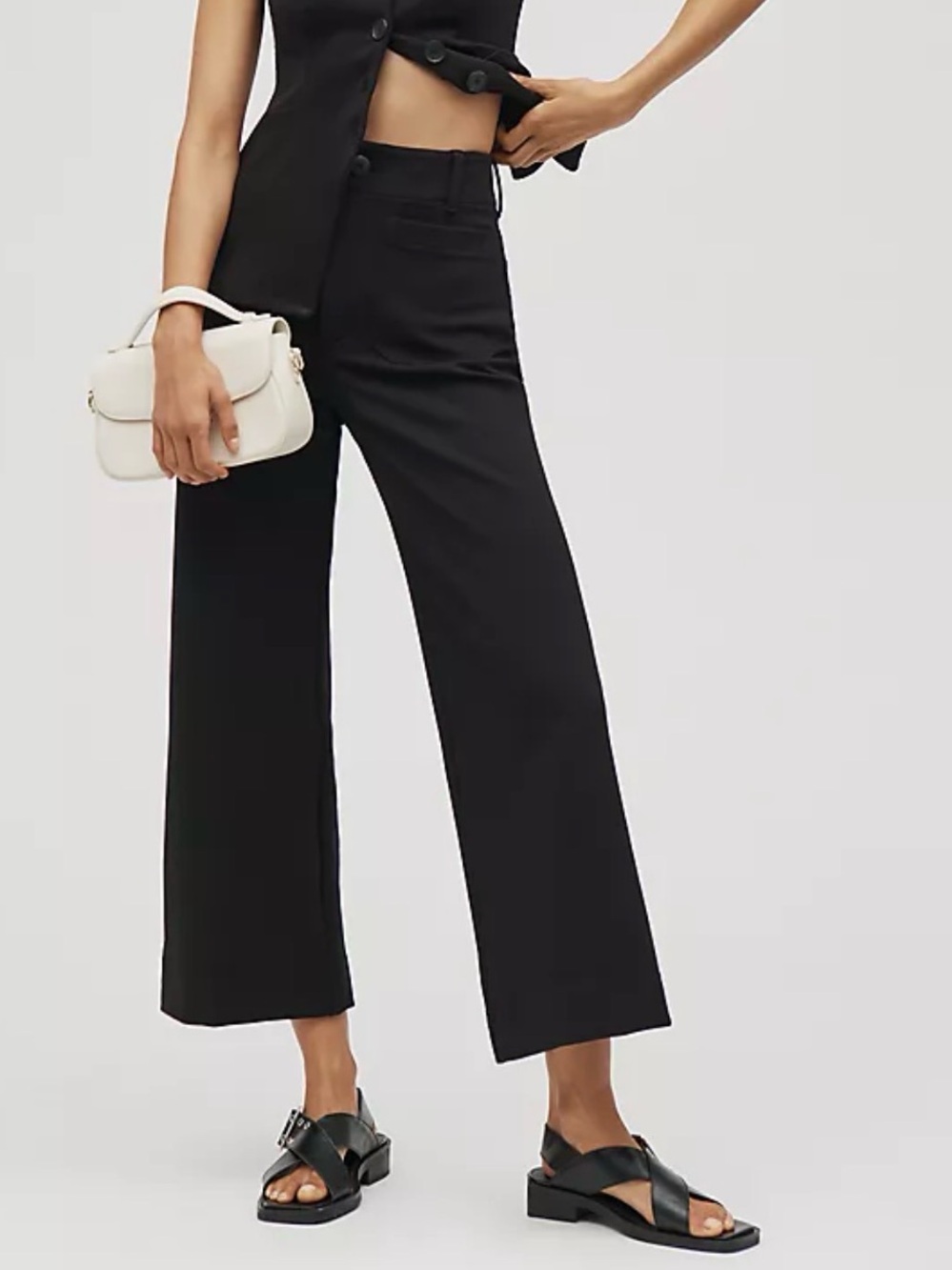 MAEVE • the Colette high rise wide leg cropped pant black magic fabric size 28